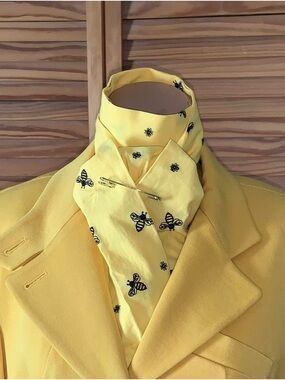 DKNY riding style jacket equestrian sz2 YELLOW double vented hunter jumper wool